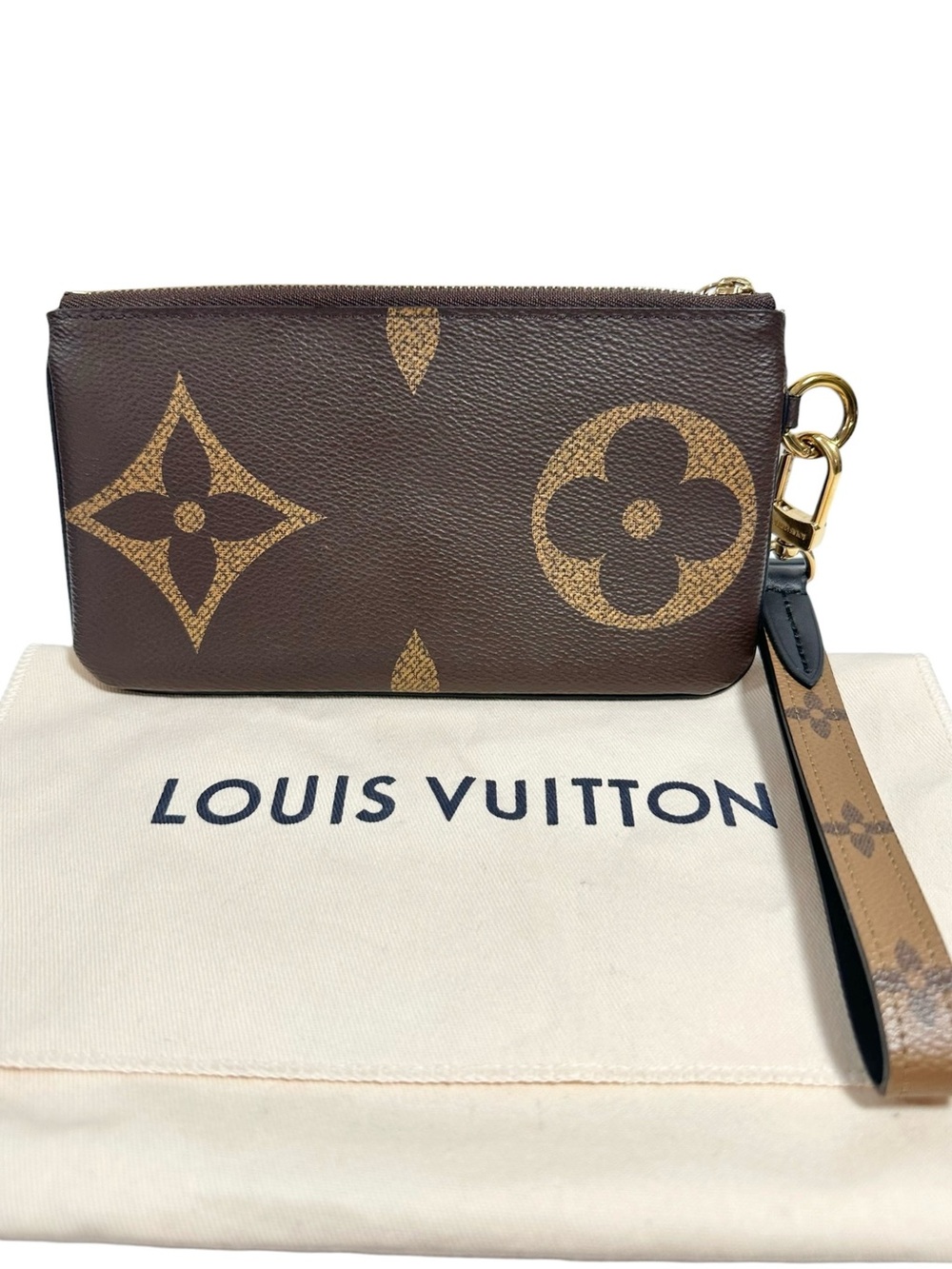Louis Vuitton Reverse Giant Monogram Canvas & Leather Wristlet & Dust Bag - Picture 2 of 14